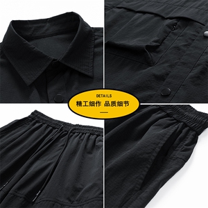 短袖衬衫男新款夏季薄款透气搭配一套短裤宽松翻领衬衣TZ072-P88图片