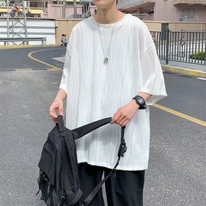 男圆领T恤宽松提花纹短袖T60P32图片