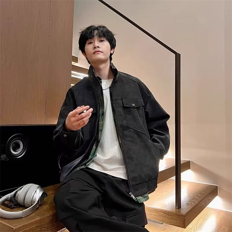 美皮夹克男新潮牌立领麂皮夹克工作服帅513AJK2669P72,男装夹克,星座513A