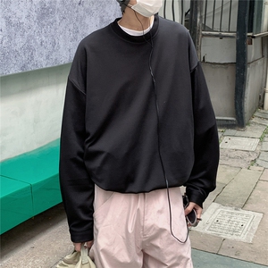 2026春装肌理感男士长袖T恤潮流男袖子纽扣设计 W56681/特P35 黑8图片