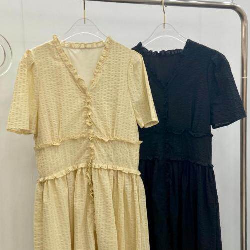 重工艺木耳边连衣裙，女装连衣裙，FMV