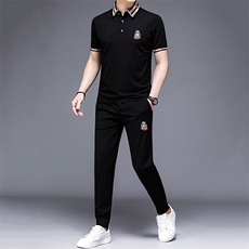 HP509夏季新款男士休闲套装刺绣男装百搭二件套，男装休闲套装，电商B360