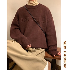 高级感宽松圆领毛衣男休闲大码针织毛衣MY106-P45MY106J加绒-P65，男装针织衫/毛衣，电商A001-1