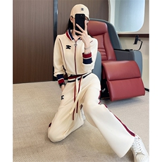 女秋新款时尚短款收腰开衫外套阔腿裤两件套，女装套装/套裙，江南
