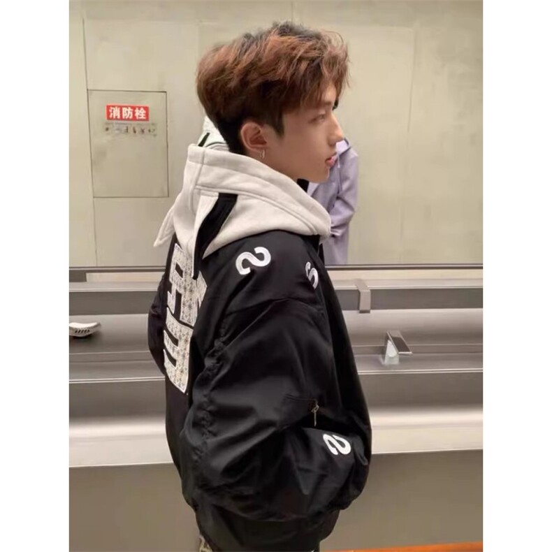 美式高街字母刺绣棒球服男春秋潮牌高级感cleanfit短款立领棒球服,女装职业装,四季星座505