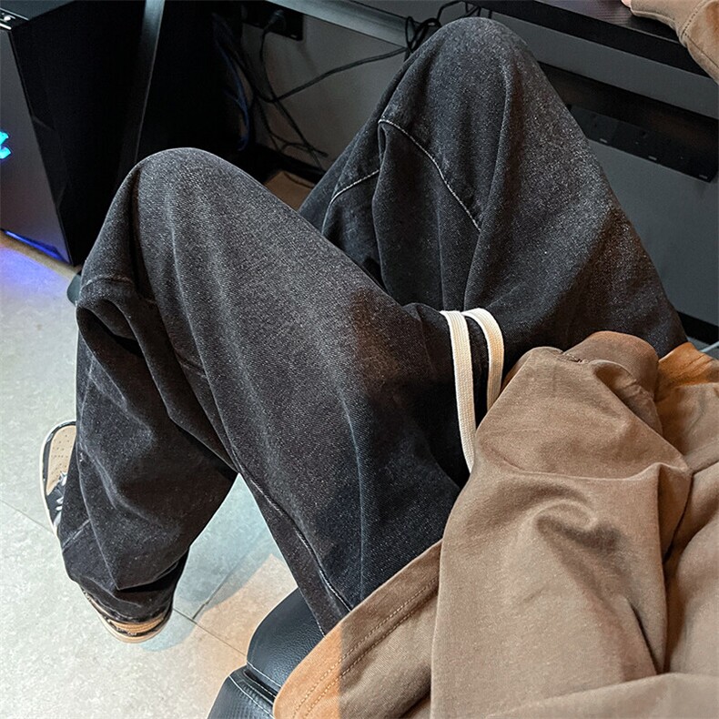 直筒水洗牛仔裤美式高街宽松阔腿裤潮牌休闲长裤K2362P50,男装牛仔裤,电商D325