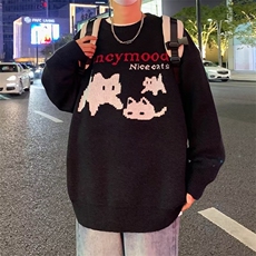 潮美式圆领毛衣男女秋冬季慵懒风情侣装潮牌宽松针织衫上衣，男装针织衫/毛衣，星座716-4