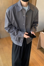 高级感丝绸缎短款宽松翻领夹克百搭棒球服外套B289-JK2024-P100，男装夹克，电商B289-1