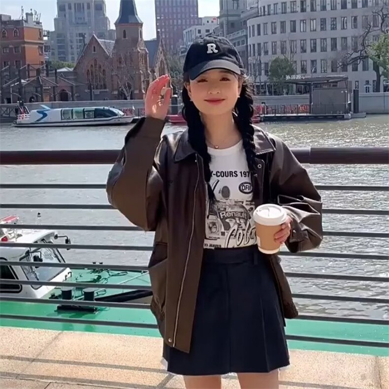 网图男女同款外套新款季复古夹克机车美拉德潮牌PY829-特P60图片