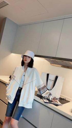 现货，重工刺绣亮片珠地棉棒球服外套，女装，可可西米