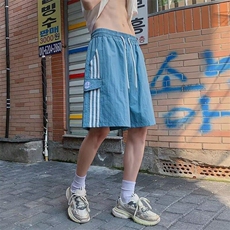 慵懒百搭侧边三条杠直筒速干宽松短裤男流行新款五分裤K6238-P30，男装牛仔裤，星座412-2