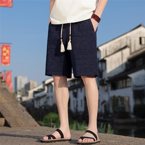 夏季棉麻男士风休闲裤短裤男装五分男装复古A266-1-KZ883-P40图片