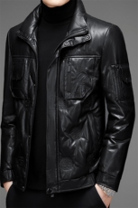 DLSN8116羽绒皮衣男头层绵羊皮白鸭绒羽绒服皮风衣P1300，男装皮衣，电商B360