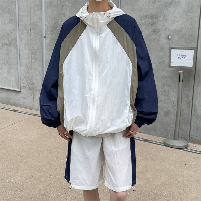 防晒服套装男夏季运动风拼色时尚防晒衣夹克衫XZ514-2-1608-P98,男装防晒衣,星座514-2(原B239)