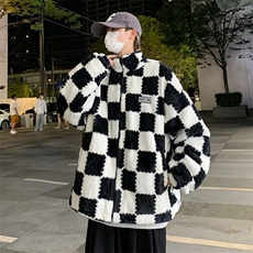 冬季复古棋盘格棉袄2022宽松加厚学生棉衣棉服外套W6107-P65，男装棉衣，星座512-2