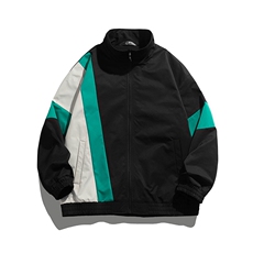 白底平铺小牛津上衣夹克宽松落肩拼色棒球服外套JK703-P68，男装夹克，星座1204-3