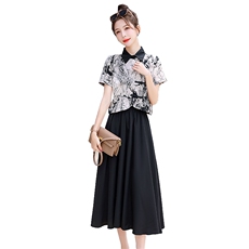 2023夏装新款时尚显瘦盘扣温婉套装裙，女装套装/套裙，橙子家