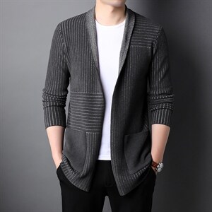 男士针织开衫春秋季新款韩版潮流商务休闲中年外穿搭毛衣外套图片
