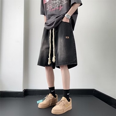 复古牛仔短裤男士夏季潮牌ins美式高街宽松直筒五分中裤ZD923-P40，男装牛仔裤，星座1008