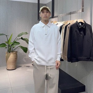 卫衣男春秋季2025新款宽松潮牌翻领衣服男款纯色百搭秋装运动上衣