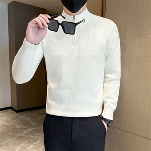 秋冬店主风社会小伙半高领纯色套头针织毛衣301A-1/M91/P58图片