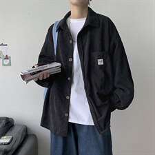 灯芯绒外套长袖韩版衬衫宽松衬衣夹克情侣男女学生中性H202/P45，男装夹克，电商A221A