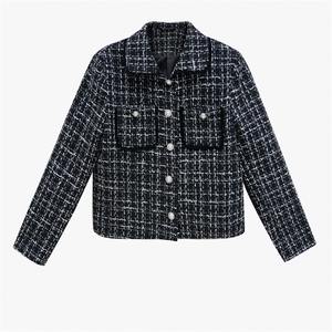 时尚小香风格子短外套女2025春秋新款韩版小个子显高名媛气质上衣图片
