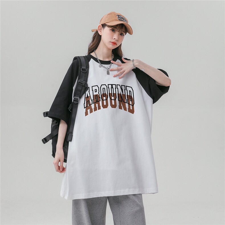 中性风新款夏季时尚百搭圆领字母印花100棉短袖T恤DT447P35控58图片