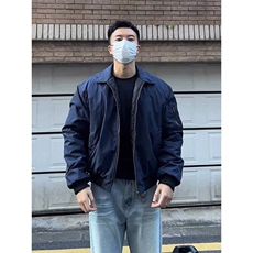 藏蓝色ma1飞行员夹克男短款廓形棉服外套春秋款bomber美式棒球服，男装夹克，星座1008
