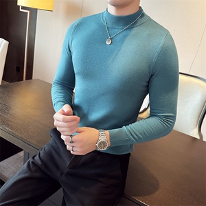 12色纯色毛衣打底衫男 秋冬内搭半高领修身针织衫M602特p35图片