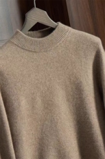 高端山羊绒衫男士圆领毛衣24秋冬新款纯色长袖毛衣宽松羊毛针织衫，男装羊绒开衫，德尔信羊绒