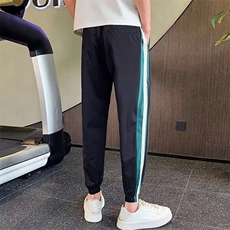 夏季薄款痞帅运动条纹小脚九分新款裤子男裤束潮牌休闲哈伦裤学生，男装休闲裤，星座506A