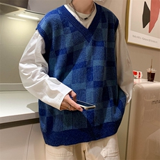 针织上衣男秋季新款潮流V领背心韩版宽松无袖毛衣M668-P38，男装针织衫/毛衣，星座512-3