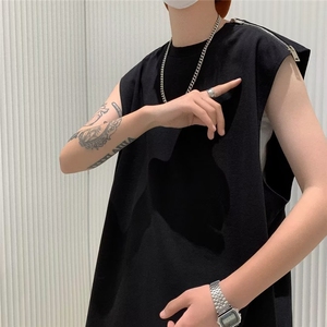 夏季简约潮流圆领男青春流行汗背心标准ins背心潮新款气质图片