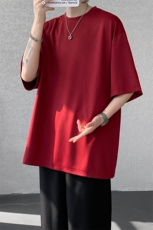 8XL-M高品质重磅棉光版纯色短袖T恤百搭款半截袖五分袖DX332特P23，男装T恤，电商D206-1