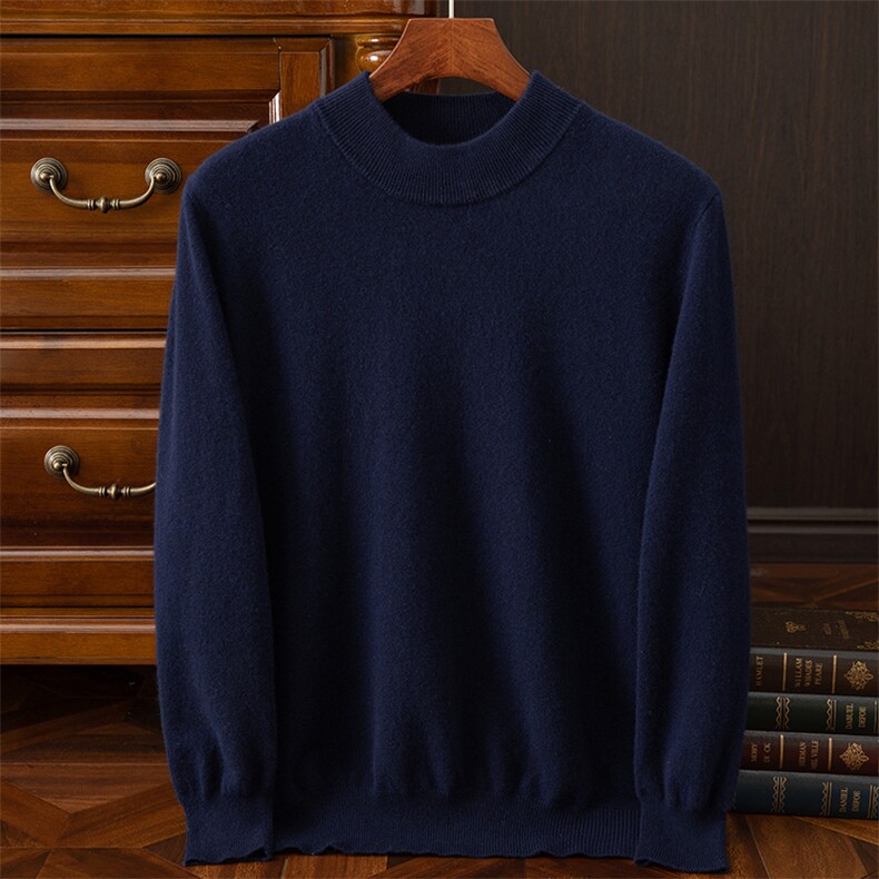 男士半高领羊毛衫羊毛圆领长袖秋冬保暖男装，男装羊毛衫，牧绒家园