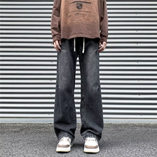 美式高街牛仔裤男士韩版潮流褶皱帅气2024秋冬ins长裤RK2209-P49，男装牛仔裤，星座412-3