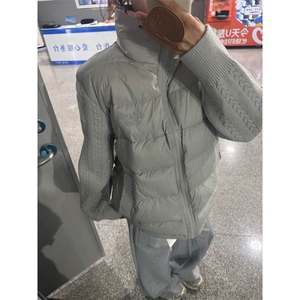 KK104-P95 麻花针织拼接立领棉服外套秋冬季百搭防寒棉衣图片