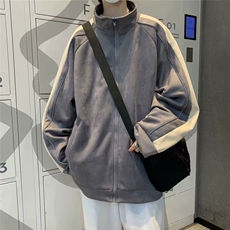 麂皮绒翻领外套男秋冬季2024新款潮牌夹克痞帅装棒球服W5076-P63，男装夹克，星座412-2