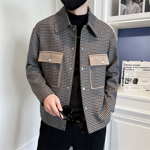 男新款呢子大衣秋冬妮子毛呢短款宽松夹克外套A236-JK-3056-P135