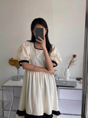 现货夏季新款法式气质简约连衣裙，女装连衣裙，青菜萝卜