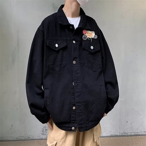 痞帅秋季牛仔外套男ins潮牌街头美式夹克宽松百搭复古休闲上衣服图片
