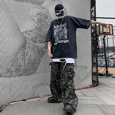 水洗做旧短袖T恤男宽松情侣高街ins痞帅男潮牌半袖上衣DT3170-P33，男装T恤，星座1008-2