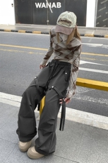 阔腿宽松显瘦休闲复古长裤美式直筒高街伞兵工装裤K603TP45控69，男装工装外套，电商A102B