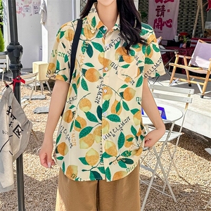 复古港风碎花短袖衬衫情侣泰夏威夷海边沙滩CS129/P30图片