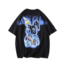 得物抖音40支双纱高品质宽松半袖纯印花短袖T恤男女T7182-P45，男装T恤，电商A441-1