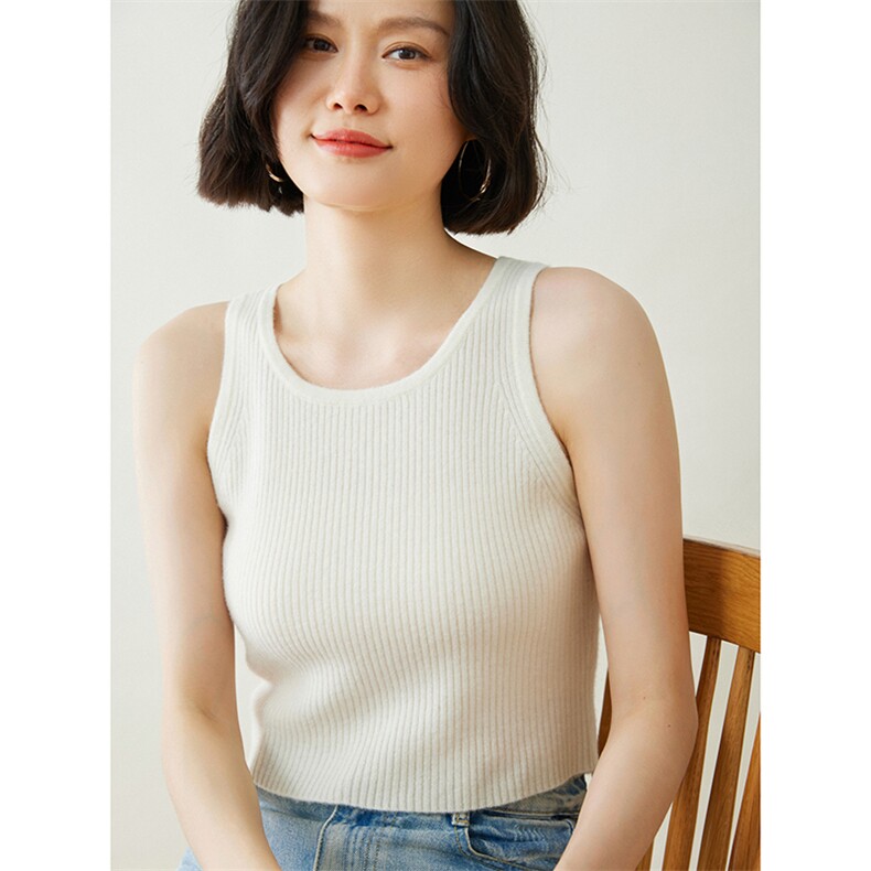 时尚百搭短款背心修身显瘦针织吊带优雅气质女装上衣,女装背心吊带,迎冬羊绒