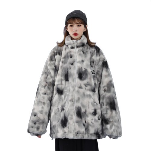 21冬季加厚中性风扎染小兔毛棉服潮流羊羔毛情侣棉衣227-910-P148,男装棉衣,星座227