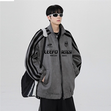 春季新款麂皮绒开衫外套男潮牌美式复古情侣棒球服夹克男特p68，男装夹克，电商C307