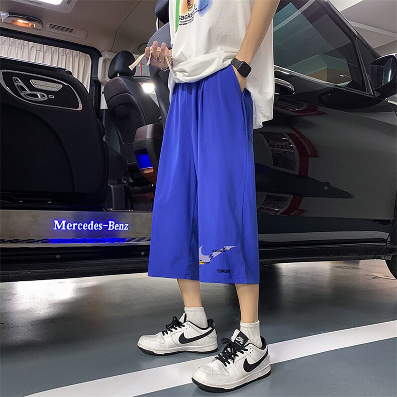 QK72259-P25冰丝七分裤男大码速干短裤男五分裤港风,男装休闲裤,电商A040